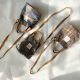 Vintage Plaid Handbag Totes for Women, Small Shoulder Bag Cotton Purse