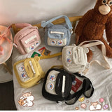 Canvas Bear Shape Student Messenger Bag Funny Shoulder Bag