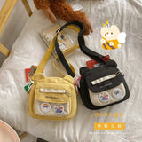 Canvas Bear Shape Student Messenger Bag Funny Shoulder Bag