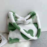 Love Heart Plush Shoulder Bag Furry Tote Bag