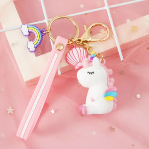 Unicorn Keychain Silicone Car Key Pendants Gift Keyring Cartoon