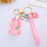 Unicorn Keychain Silicone Car Key Pendants Gift Keyring Cartoon