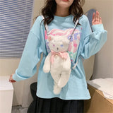 Cat Plush Doll Shoulder Bag Japanese Cartoon Crossbody Bag