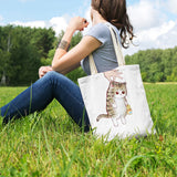 Cat Print Tote Bag for Women Large Capacity Canvas Handbag