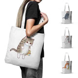 Cat Print Tote Bag for Women Large Capacity Canvas Handbag