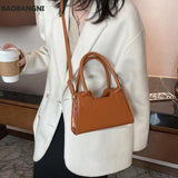Women Daily PU Leather Crossbody Tote Bags Portable Solid Shoulder Handbag