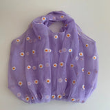 Mesh Cloth Embroidered Tote Bag for Girls