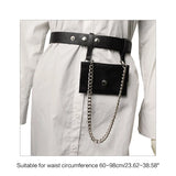Women Waist Belt Bag with Metallic Chain Casual PU Leather Phone Purse