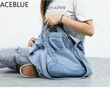 Women Denim Shoulder Bag Canvas Jeans Tote Handbags Vintage Crossbody Travel Moc