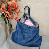 Denim Shoulder Bag for Women Casual Jeans Large Handbags