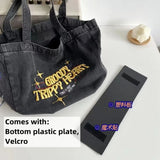 Embroidered Denim Shoulder Bag for Women Large Capacity Travel Tote