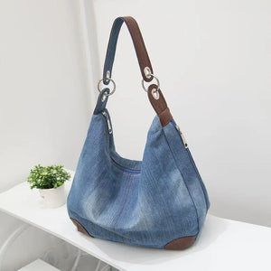Women Denim Tote Bag Large Capacity Top Handle Bag