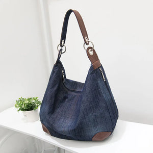 Women Denim Tote Bag Large Capacity Top Handle Bag