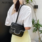 Stone Pattern Rhinestone Shoulder Bag Ladies Top-handle PU Handba