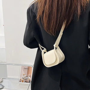 Small PU Leather Shoulder Crossbody Handbag Solid Top-Handle Bags