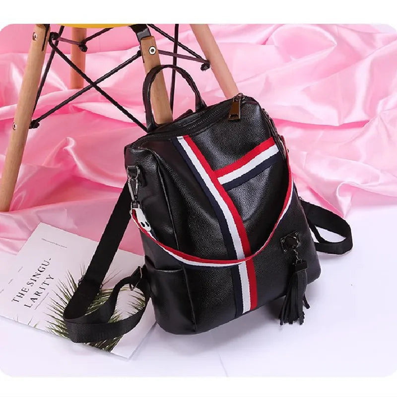 Women Tassel Backpack Youth Travel Female Rucksack School Bag For Teenage Girls