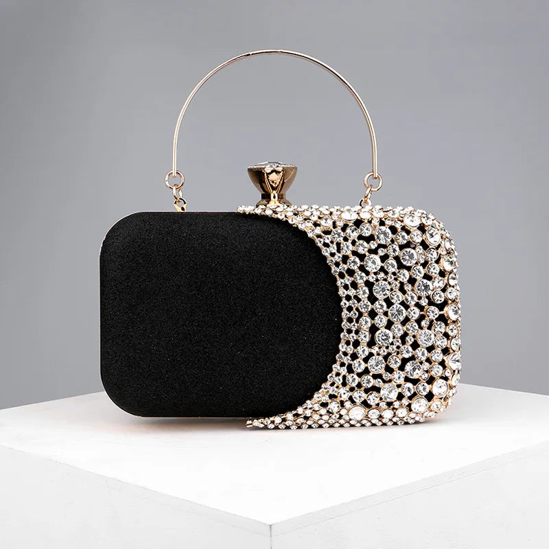 Women Diamond Evening Clutch Bags Bling Hollow Out Handbags Banquet Wallets