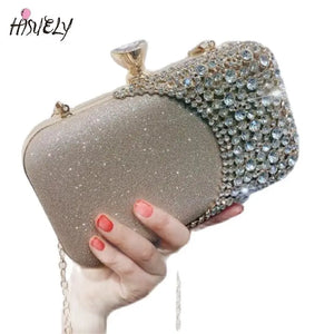Women Diamond Evening Clutch Bags Bling Hollow Out Handbags Banquet Wallets