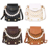 Women Diamond Lattice Shoulder Bag PU Leather Minority Crossbody Square Pack Sat