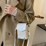 Women Diamond Lattice Shoulder Bag PU Leather Minority Crossbody Square Pack Sat