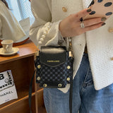 Women Diamond Lattice Shoulder Bag PU Leather Minority Crossbody Square Pack Sat