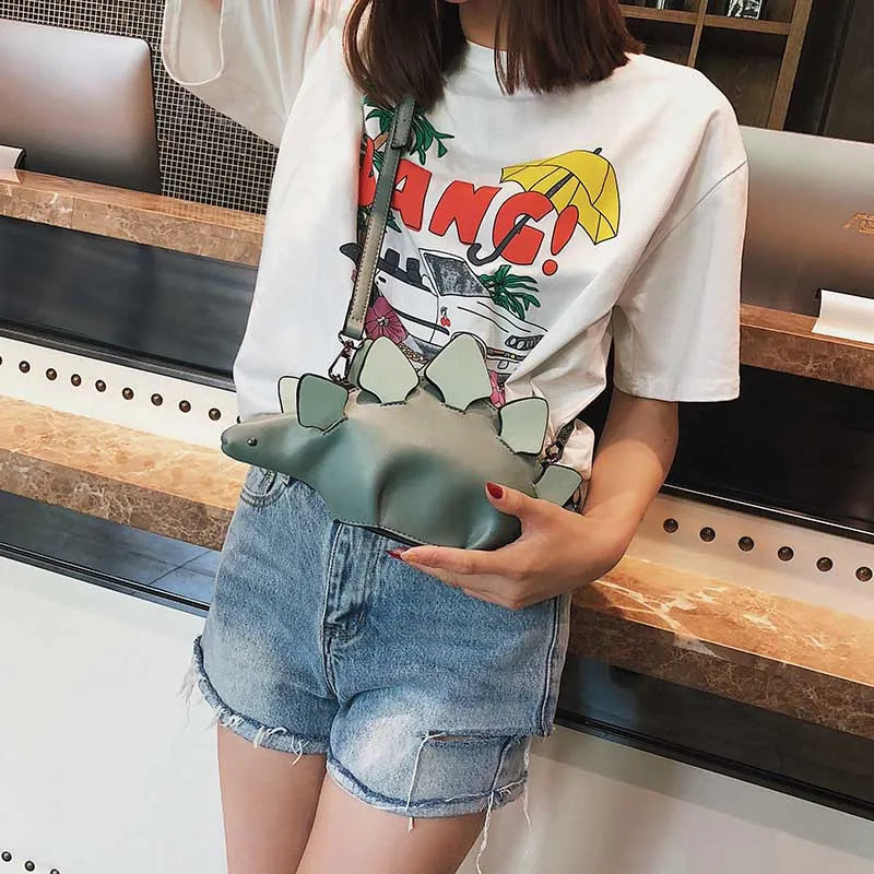 Women Dinosaur Shape Cross Body Bag Girl PU Leather Handbag Purse Sale