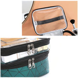 Double Layer Cosmetic Bag PU Makeup Organizer Waterproof Toiletry Storage