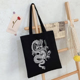 Women Dragon Canvas Shopper Bag Harajuku Vintage Shoulder Handbag