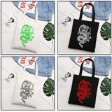 Women Dragon Canvas Shopper Bag Harajuku Vintage Shoulder Handbag