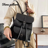 Women Drawstring Backpack PU Leather School bags Teenage Girls B