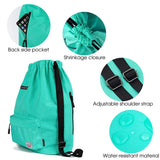 Women Drawstring Backpack with Shoe Pocket Water Resistant Nylon String Bag