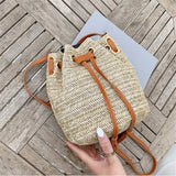 Straw Woven Bucket Bag with Tassel for Women