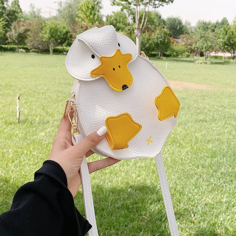 Women Duck Shape Bag Contrast Crossbody Soft Leather Shoulder Bag