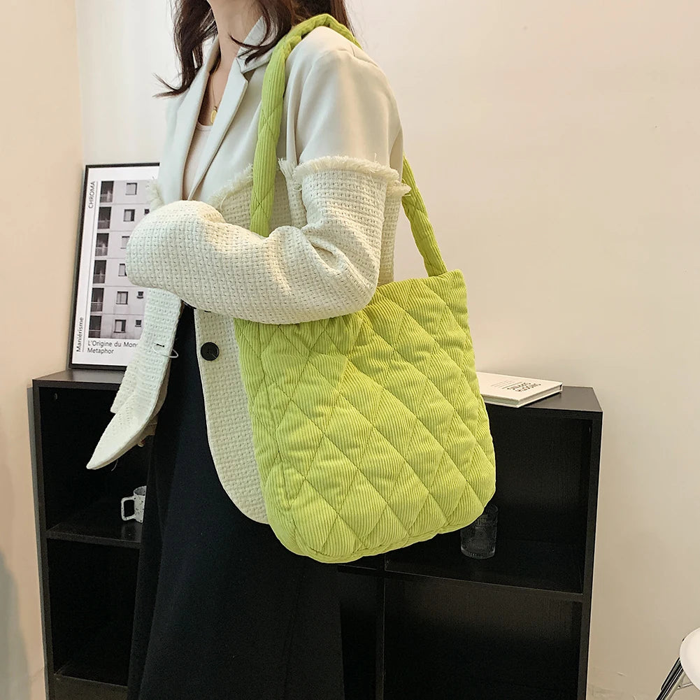 Corduroy Women Eco Shopping Bag Reusable Totes Casual Big Capacity