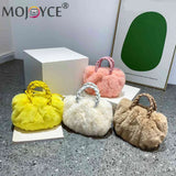 Fluffy Crossbody Messenger Bag with Woven Handle