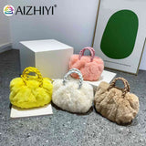 Plush Messenger Crossbody Bag with Woven Handle