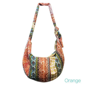 Ethnic Canvas Crossbody Messenger Bag Floral Print Lady Vintage Handbag