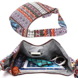 Ethnic Canvas Crossbody Messenger Bag Floral Print Lady Vintage Handbag