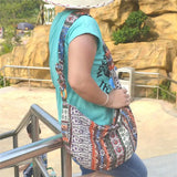 Ethnic Canvas Crossbody Messenger Bag Floral Print Lady Vintage Handbag