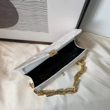 Women Lattice Pattern Underarm Shoulder Bags PU Leather Chain Handbags