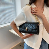 Women Lattice Pattern Underarm Shoulder Bags PU Leather Chain Handbags