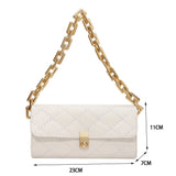 Women Lattice Pattern Underarm Shoulder Bags PU Leather Chain Handbags