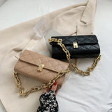 Women Lattice Pattern Underarm Shoulder Bags PU Leather Chain Handbags