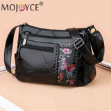 Women Flower Print Messenger Shoulder Bag PU Leather Crossbody Handbag