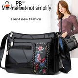 Women Flower Print Messenger Shoulder Bag PU Leather Crossbody Handbag
