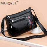 Women Flower Print Messenger Shoulder Bag PU Leather Crossbody Handbag