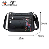 Women Flower Print Messenger Shoulder Bag PU Leather Crossbody Handbag