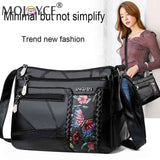Women Flower Print Messenger Shoulder Bag PU Leather Crossbody Handbag