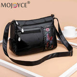 Women Flower Print Messenger Shoulder Bag PU Leather Crossbody Handbag
