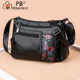 Women Flower Print Messenger Shoulder Bag PU Leather Crossbody Handbag